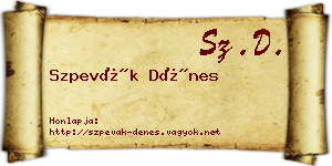Szpevák Dénes névjegykártya