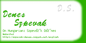 denes szpevak business card